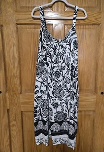 Knox Rose Drop Waist Sommerkleid, Schlüsselloch, verstellbare Träger, Taschen, Lg, schwarz Blumenmuster - Bild 1 von 7