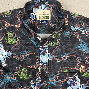RSVLTS Ghostbusters Oh My Gozer Short Sleeve Button Up Shirt Mens Large - Picture 1 of 9