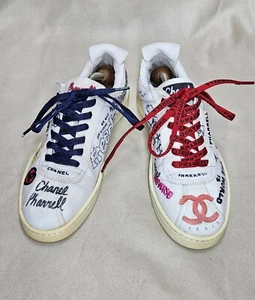 CHANEL Pharrell Graffiti Canvas Sneakers Size 39 EU - Picture 1 of 15