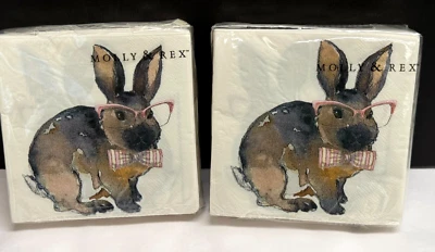Molly & Rex Pascua conejito rosa vasos pajarita 80 servilletas de cóctel 2 paquetes 40 cada uno Foto 1 de 3