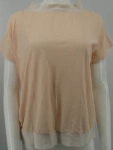 Miu Miu Peach Cotton Short Sleeve Tee w/ Silk Trim sz XL - Picture 1 of 5