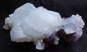 APOPHYLLITE CRYSTAL W/RED STILBITE ON CORAL CHALCEDONY MATRIX MINERALS SPECIMENS - Picture 1 of 3