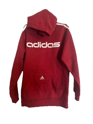 Moletom com capuz vintage Adidas vermelho com logotipo masculino médio - Imagem 1 de 4