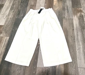 NWT $98 Banana Republic Wide Leg Pleated Cropped Trousers Pants Cream Ivory Sz 6 - Picture 1 of 10