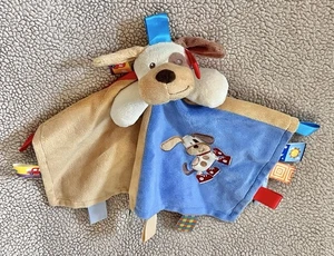 Taggies Mary Meyer Puppy Dog Color block Security Blanket Blue Baby Lovey satin - Picture 1 of 4