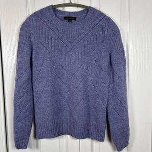 Banana Republic Pointelle Knit Sweater XS Alpaca Blend Purple Fuzzy Round Neck - Picture 1 of 8