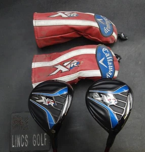 Set of 2 Callaway XR 3+5 Woods Senior Graphite Shafts Black Grips + Head Covers* - Picture 1 of 5