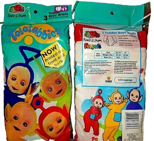 5K Vintage NWT Size 4 TELETUBBIES 6 Pair of Briefs Fruit of the Loom Underwear - Picture 1 of 5