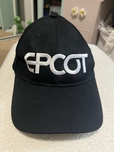Disney Parks EPCOT Logo Retro Black Adult Cap/ Hat - Adult Adjustable Black - Picture 1 of 3