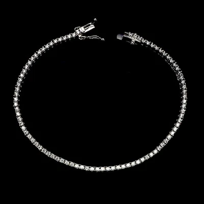 Pulsera de plata de ley 925 redonda circonita simulada piedras preciosas joyería 7 pulgadas Foto 1 de 4