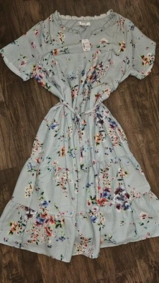 VESTIDO FLORAL CHRISTOPHER BANKS AZUL MUJER TALLA 14W 14 W 1X NUEVO CON ETIQUETAS Foto 1 de 4