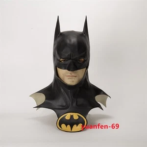 Batman Bruce Wayne Latex Headgear Full Face Mask Halloween Cosplay Props Helmet - Picture 1 of 7