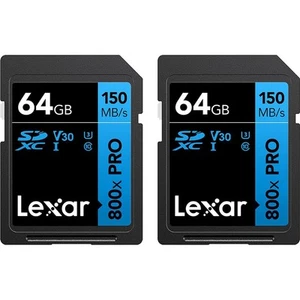 Lexar High-Performance 800x PRO BLUE Series 64GB SDXC Memory Card, 2 Pack - Photo 1/8