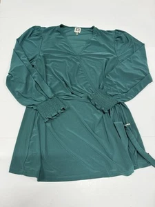 Ann Klein Blue Green Jewel Tone Women Long Sleeves Shirt Size Large - Picture 1 of 5