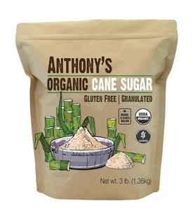 Anthony's Organic Cane Sugar, 3 lb, Granulated, Gluten 48 Fl Oz (Pack of 1) - Picture 1 of 5
