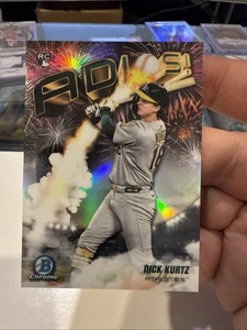 2025 Bowman Chrome Nick Kurtz RC Rookie Adios Refractor 🔥 Athletics - Picture 1 of 2