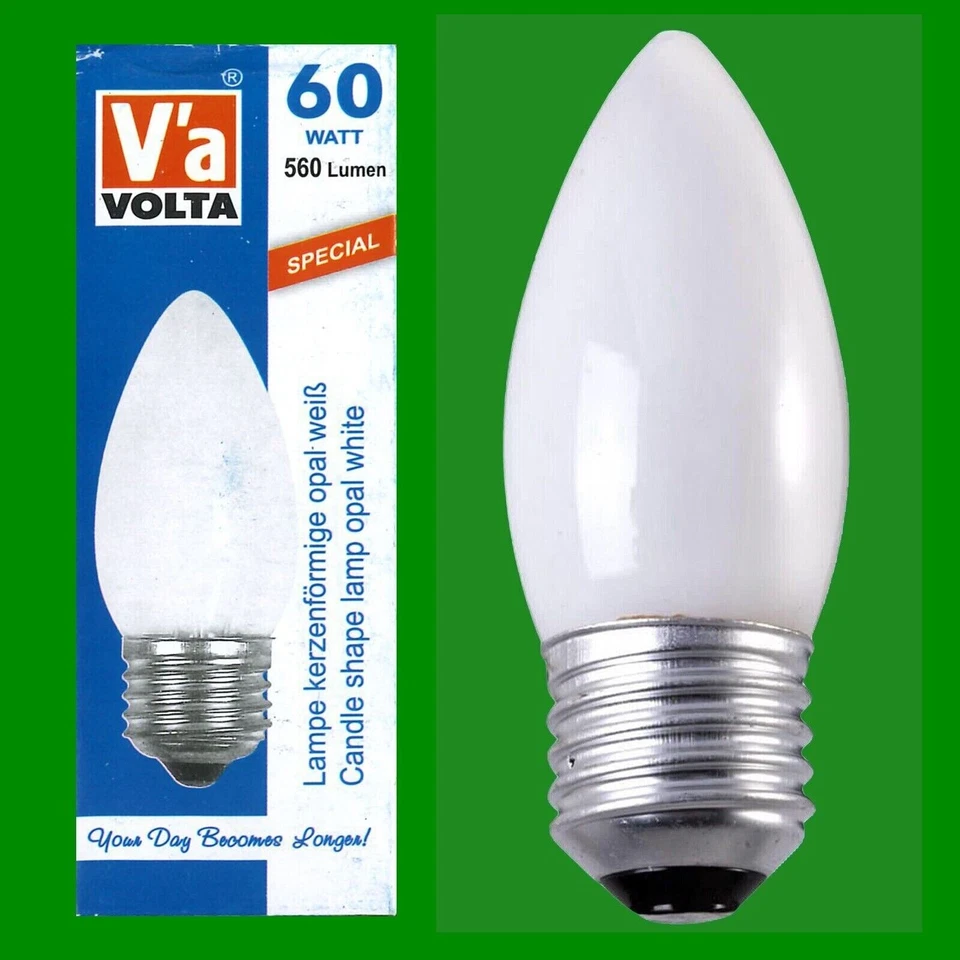 4x 60W Volta Opal Incandescent Filament Dimmable Candle ES E27 Light Bulb Lamps - Image 1 of 1