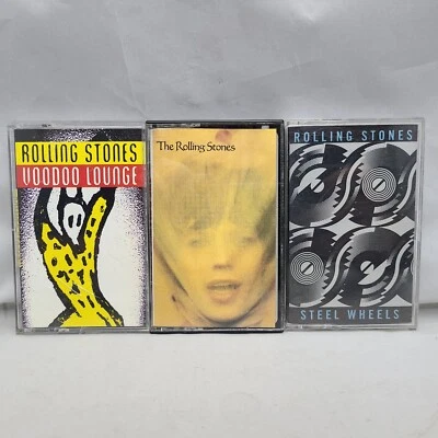 THE ROLLING STONES 3 Cassette Lot Steel Wheels Goats Head Soup Voodoo Lounge - Image 1 of 3