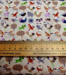 Fat Quarter Of Cartoon Animal Fabrics Mini Prints, Cows, Pugs, Birds Etc - Picture 1 of 1