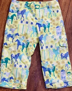 Lilly Pulitzer Horse Racing Pants Lime Blue Capri Cropped Derby Girls Sz 10 VTG - Picture 1 of 1