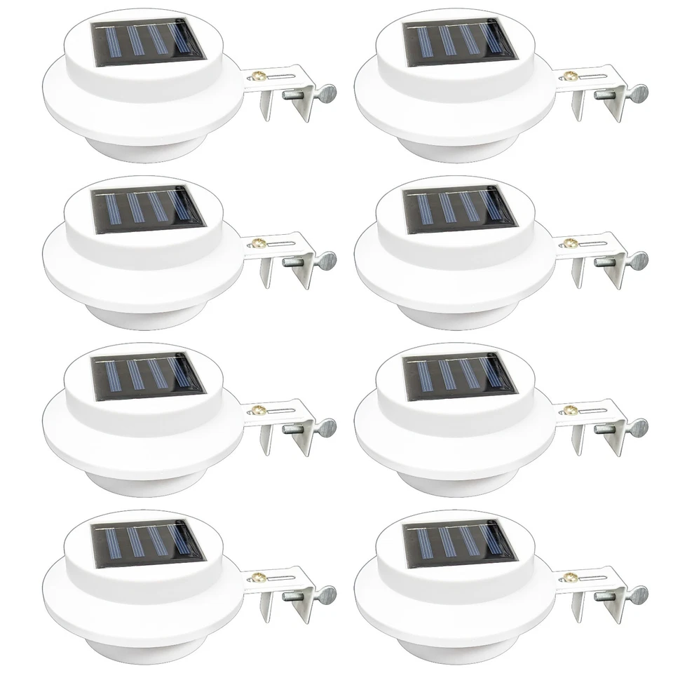 8 Pack Waterproof Solar Powered LED Outdoor Gutter Lights with Brackets - Image 1 of 4