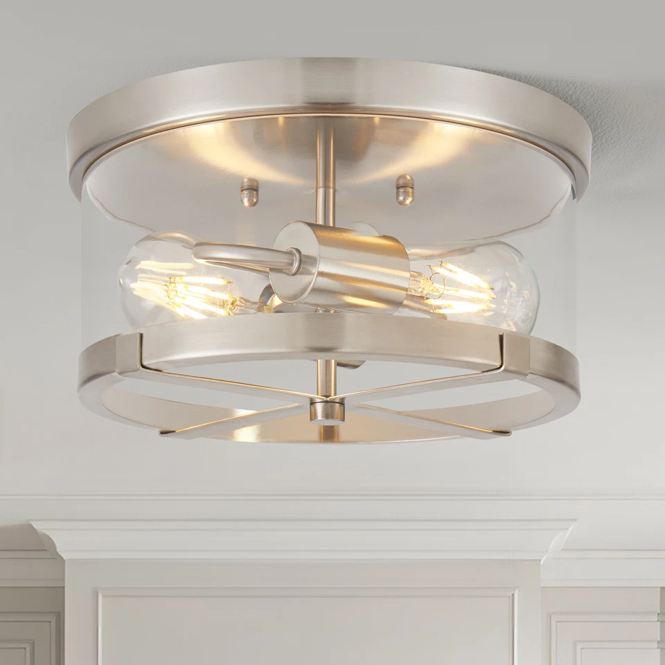 LAMQEE Industrial Flush Mount Ceiling Light 2-Light Farmhouse Metal Cage Ceiling Lights