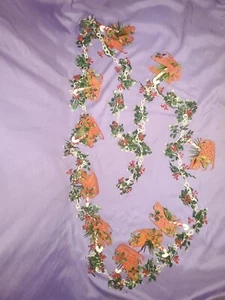 VTG GARLAND CHRISTMAS PLASTIC CHAINS & RED FLOCKED SLEDS WITH CANDY CANES - Picture 1 of 7