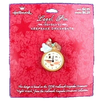 Hallmark PIN Navidad Vintage RELOJ BOLSILLO RATÓN Noche de 1998 Adorno NUEVO Foto 1 de 3