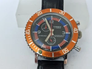 FINNEX  Chronograph Mechanical 17 Jewels Bi-Directional Bezel - Swiss Made - Picture 1 of 7