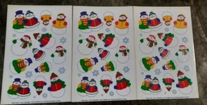 Lot of 3 Vintage 1991 Sticker Sheets Current Jolly Snowman Christmas Sheets NOS - Picture 1 of 4