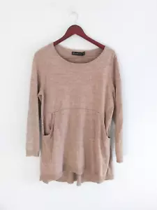 NUEVA YORK & CO Suéter Túnica Talla L Acrílico Beige Cápsula Armario Botones Lagenlook - Imagen 1 de 7