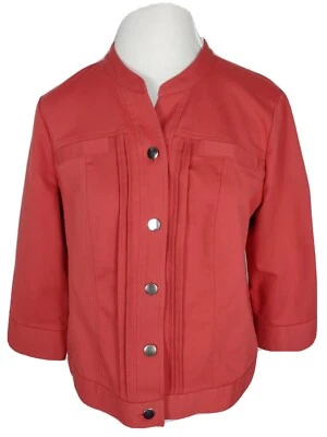Rafaella New Womans Sz 12 Coral Color Cotton Blend Jacket B48 - Image 1 of 4