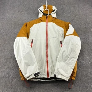 Columbia Jacket Mens XL White Brown Tan Parka Titanium Omni Tech Hooded Nylon - Picture 1 of 15