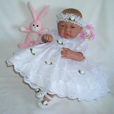 Dolly Togs Lacy Frilly Dress Headband 3-5lb Prem Baby +17-18" Reborn Dolls 1860 - Image 1 of 4
