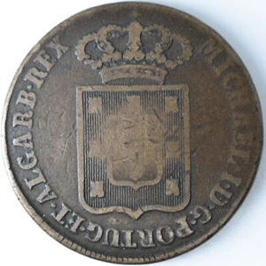 1830 Portugal Pataco Miguel I Bronze Coin KM#391 40 Reis - Picture 1 of 2