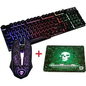 Gaming Tastatur + Maus + Mauspad, LED Hintergrundbeleuchtung Farben USB - Bild 1 von 4