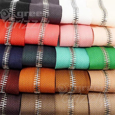 Continuous metal chain zip zipping upholstery No.5 range of colours AQY+ AQX - Image 1 of 4