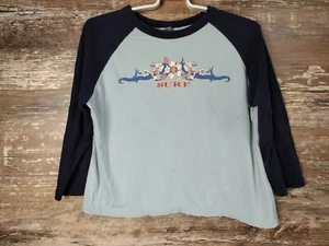 Y2K Womens RagDoll Crop Jersey Shirt Surf Hibiscus Flowers #54 MED USA Made VTG - Picture 1 of 10