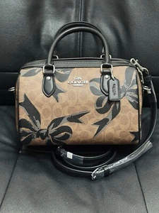NWT Coach Rowan Satchel Bag In Signature Canvas With Bow Print Authentic CY650 - Picture 1 of 13