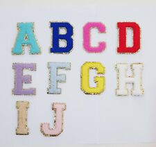 Chenille Patch Letter Patches Iron on / Sew on Retro Alphabet Embroidery Gold