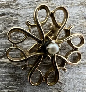 Prendedor de servicio vintage de perlas de oro amarillo de 10 quilates Avon joyería - Imagen 1 de 5