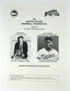 Vintage 1988 Magazine Print Baseball Federation Salutes Jim Abbott Willie Banks - Bild 1 von 3
