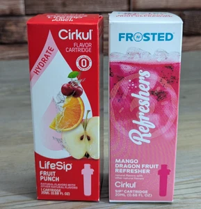 Cirkul Flavor Cartridge x2 Lot Life Sip Fruit Punch & Frosted Refreshers Mango - Picture 1 of 13