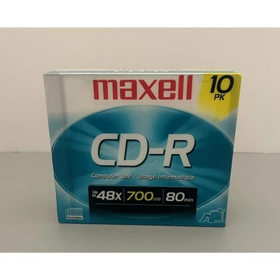 Maxell CD-R 10 Pack 48x 700MB 80 Minute Blank Recordable Media Discs NEW SEALED - Image 1 of 4