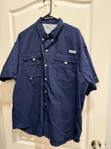 Columbia Shirt Vented PFG Short Sleeve Button Front Men Sz XL Pockets No Tag - Picture 1 of 9