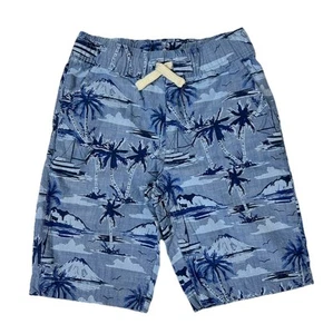 🍃•PLACE• Boys Tropical Pull On Jogger Short palm tree print| Blue /Size 8 - Picture 1 of 5