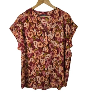 Blusa informal Vince Camuto XL estampado floral cuello dividido para mujer - Imagen 1 de 4