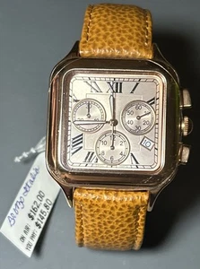 Bronzo Italia Uhr Chronograph Watch Milor Italy hellbraun Lederband NEU QVC 3ATM - Bild 1 von 7