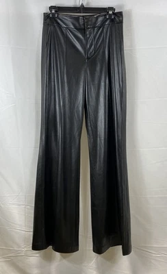 Alice + Olivia Women Black Faux Leather Wide Leg Pants Size 6 NWT - Image 1 of 4