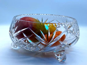 Vintage Bowl Crystal Fruit Dish Very Heavy Footed Good Quality - Picture 1 of 8